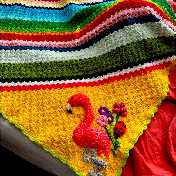 Flamingo 🦩 Rainbow Baby Blanket Crochet 🧶